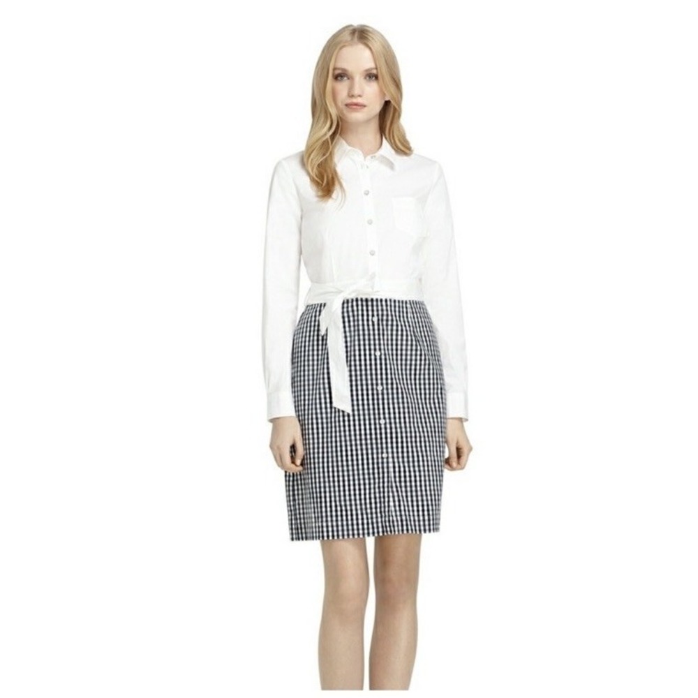Brooks Brothers Black Gingham Long Sleeve Dress Size 10 Timeless Chic Old Money
